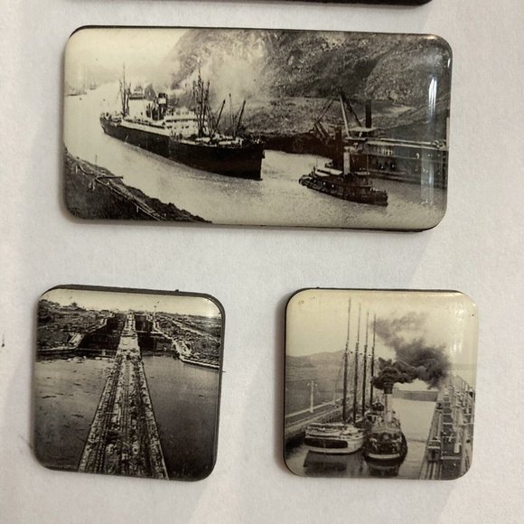 Panama Canal Epoxy Refrigerator Magnets Locomotive Steam Ships - Picture 3 of 6